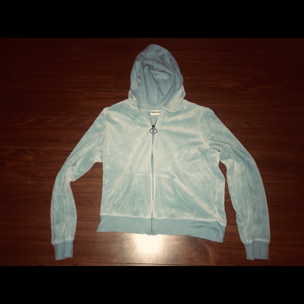 Baby blue cropped suede jacket